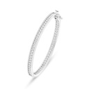 Sterling Silver 925 Bangle Rhodium Plated Embedded With White Zircon (58*52)M