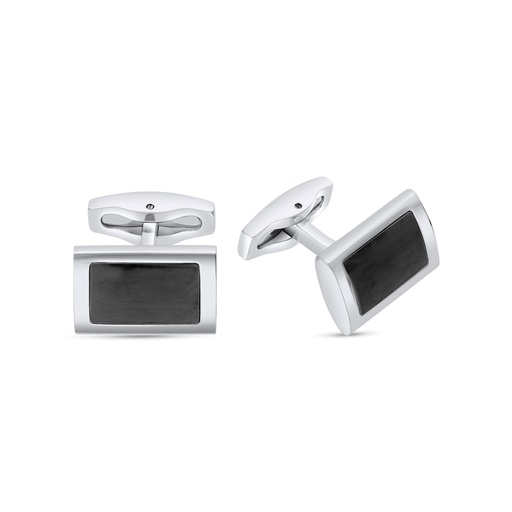 [CFL1000000000A075] Stainless Steel Cufflink 316L Silver And Black Plated 
