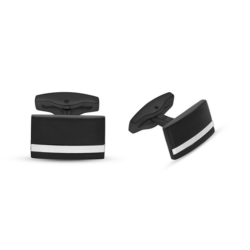 [CFL1000000000A078] Stainless Steel Cufflink 316L Black And Silver Plated 