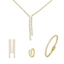 Sterling Silver 925 SET Golden Plated Embedded With White Zircon