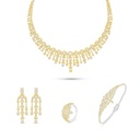 Sterling Silver 925 SET Rhodium And Golden Plated Embedded With White Zircon