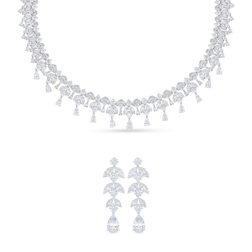 [SET01WCZ00000A113] Sterling Silver 925 SET Rhodium Plated Embedded With White Zircon