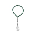 Rosary 33 Sterling Silver 925 Set Oxidized Embedded With Malachite Bead 9-10 ML LOGO