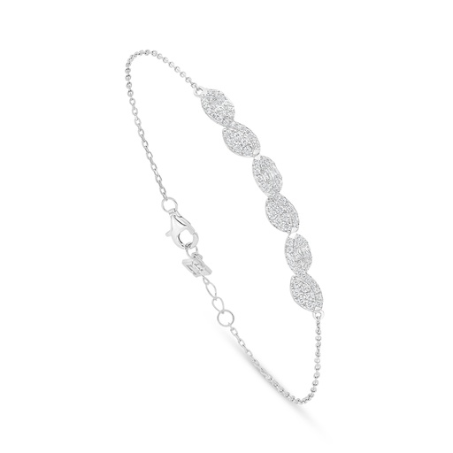 [BRC01WCZ00000B558] Sterling Silver 925 Bracelet Rhodium Plated Embedded With White Zircon