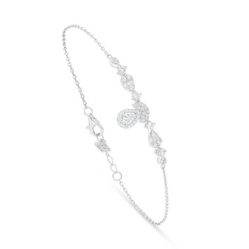 [BRC01WCZ00000B560] Sterling Silver 925 Bracelet Rhodium Plated Embedded With White Zircon