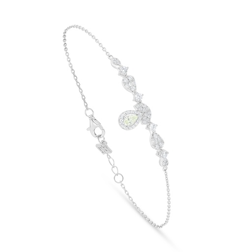 [BRC01CIT00WCZB560] Sterling Silver 925 Bracelet Rhodium Plated Embedded With Yellow Diamond And White Zircon