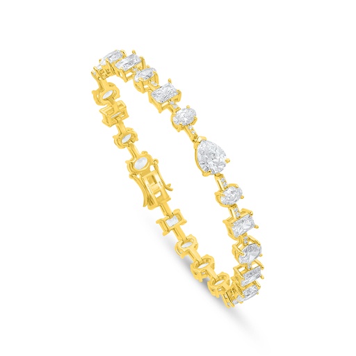 [BRC02WCZ00000B602] Sterling Silver 925 Bracelet Golden Plated Embedded With White Zircon