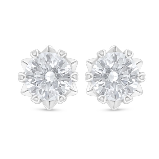 [EAR01WCZ00000D080] Sterling Silver 925 Earring Rhodium Plated Embedded With White Zircon