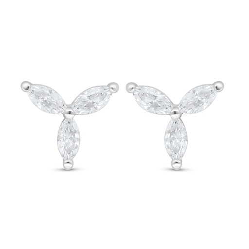 [EAR01WCZ00000D081] Sterling Silver 925 Earring Rhodium Plated Embedded With White Zircon