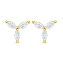 Sterling Silver 925 Earring Golden Plated Embedded With White Zircon