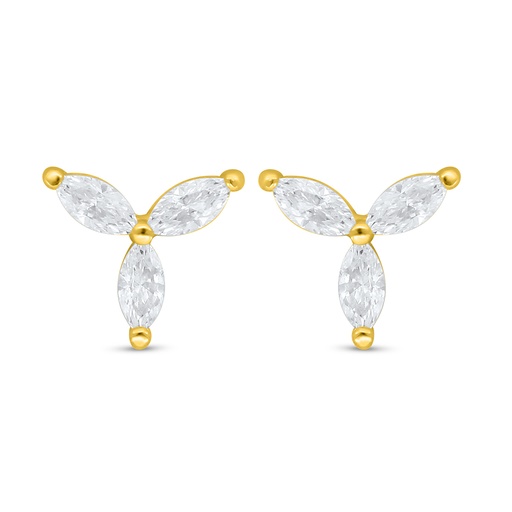 [EAR02WCZ00000D081] Sterling Silver 925 Earring Golden Plated Embedded With White Zircon