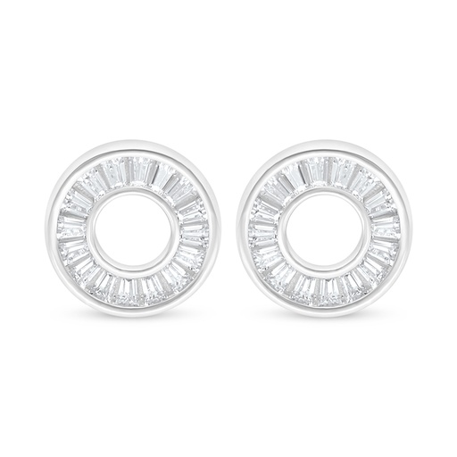 [EAR01WCZ00000D083] Sterling Silver 925 Earring Rhodium Plated Embedded With White Zircon