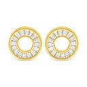 Sterling Silver 925 Earring Golden Plated Embedded With White Zircon