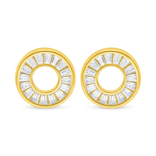 [EAR02WCZ00000D083] Sterling Silver 925 Earring Golden Plated Embedded With White Zircon