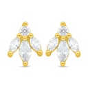 Sterling Silver 925 Earring Golden Plated Embedded With White Zircon