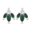 Sterling Silver 925 Earring Rhodium Plated Embedded With Emerald Zircon And White Zircon