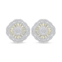 Sterling Silver 925 Earring Rhodium Plated Embedded With Yellow Diamond And White Zircon