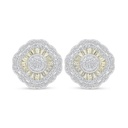 Sterling Silver 925 Earring Rhodium Plated Embedded With Yellow Diamond And White Zircon