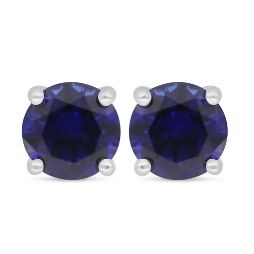 [EAR01SAP00000D086] Sterling Silver 925 Earring Rhodium Plated Embedded With Sapphire Corundum 