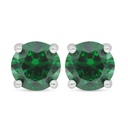 Sterling Silver 925 Earring Rhodium Plated Embedded With Emerald Zircon 