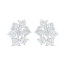 Sterling Silver 925 Earring Rhodium Plated Embedded With White Zircon