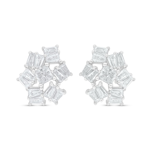 [EAR01WCZ00000D089] Sterling Silver 925 Earring Rhodium Plated Embedded With White Zircon