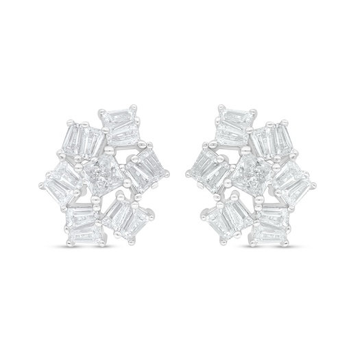 [EAR01WCZ00000D089] Sterling Silver 925 Earring Rhodium Plated Embedded With White Zircon