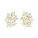 Sterling Silver 925 Earring Golden Plated Embedded With White Zircon