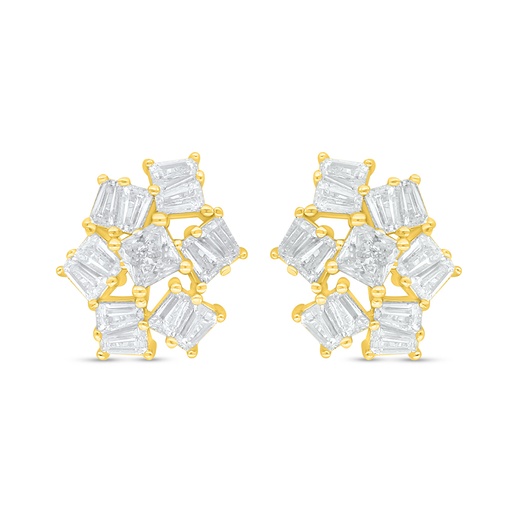[EAR02WCZ00000D089] Sterling Silver 925 Earring Golden Plated Embedded With White Zircon