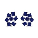 Sterling Silver 925 Earring Rhodium Plated Embedded With Sapphire Corundum 