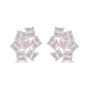 Sterling Silver 925 Earring Rhodium Plated Embedded With Pink Zircon 