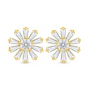 Sterling Silver 925 Earring Golden Plated Embedded With White Zircon