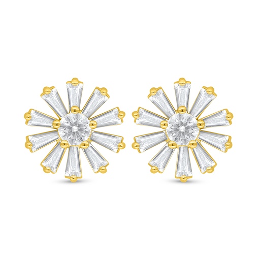 [EAR02WCZ00000D090] Sterling Silver 925 Earring Golden Plated Embedded With White Zircon