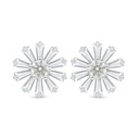Sterling Silver 925 Earring Rhodium Plated Embedded With Yellow Diamond And White Zircon
