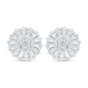 Sterling Silver 925 Earring Rhodium Plated Embedded With White Zircon