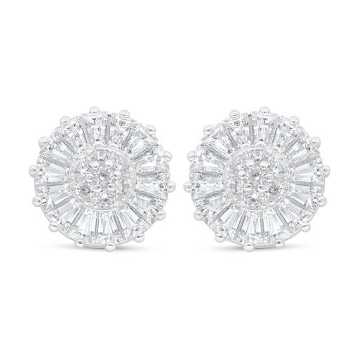 [EAR01WCZ00000D091] Sterling Silver 925 Earring Rhodium Plated Embedded With White Zircon