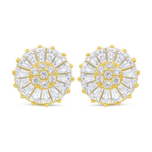 [EAR02WCZ00000D091] Sterling Silver 925 Earring Golden Plated Embedded With White Zircon