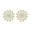 Sterling Silver 925 Earring Golden Plated Embedded With White Zircon