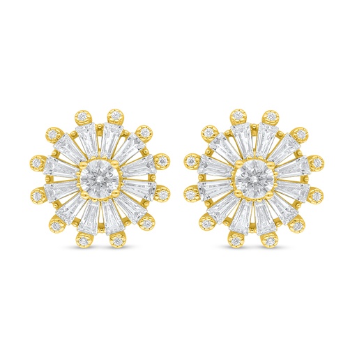 [EAR02WCZ00000D092] Sterling Silver 925 Earring Golden Plated Embedded With White Zircon