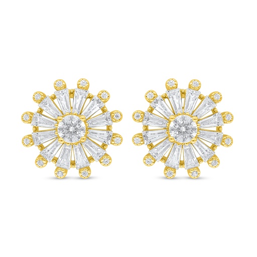 [EAR02WCZ00000D092] Sterling Silver 925 Earring Golden Plated Embedded With White Zircon