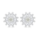 Sterling Silver 925 Earring Rhodium Plated Embedded With Yellow Diamond And White Zircon