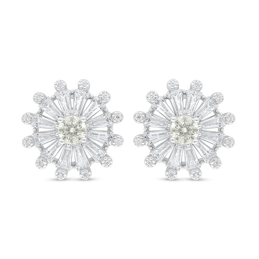 [EAR01CIT00WCZD092] Sterling Silver 925 Earring Rhodium Plated Embedded With Yellow Diamond And White Zircon