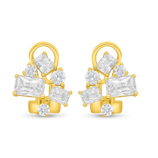 [EAR02WCZ00000D093] Sterling Silver 925 Earring Golden Plated Embedded With White Zircon