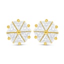 Sterling Silver 925 Earring Golden Plated Embedded With White Zircon