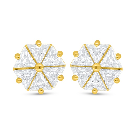 [EAR02WCZ00000D094] Sterling Silver 925 Earring Golden Plated Embedded With White Zircon