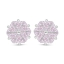 Sterling Silver 925 Earring Rhodium Plated Embedded With Pink Zircon 