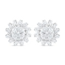 Sterling Silver 925 Earring Rhodium Plated Embedded With White Zircon