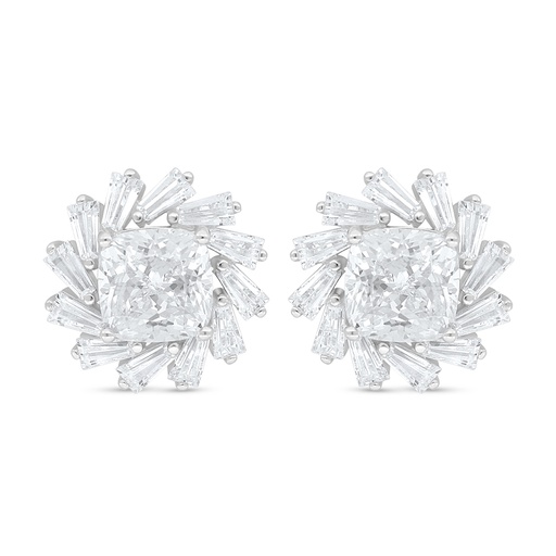 [EAR01WCZ00000D095] Sterling Silver 925 Earring Rhodium Plated Embedded With White Zircon