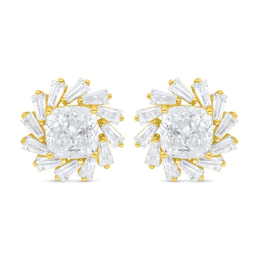 [EAR02WCZ00000D095] Sterling Silver 925 Earring Golden Plated Embedded With White Zircon
