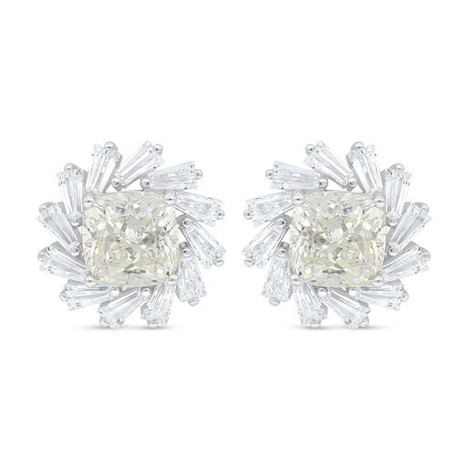 [EAR01CIT00WCZD095] Sterling Silver 925 Earring Rhodium Plated Embedded With Yellow Diamond And White Zircon